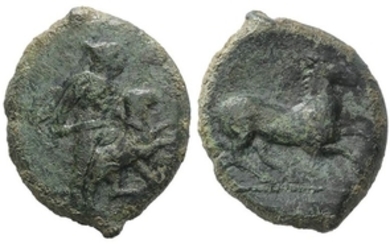 Sicily, Gela, c. 339-310 BC. Æ (28mm, 12.18g, 6h). Warrior...