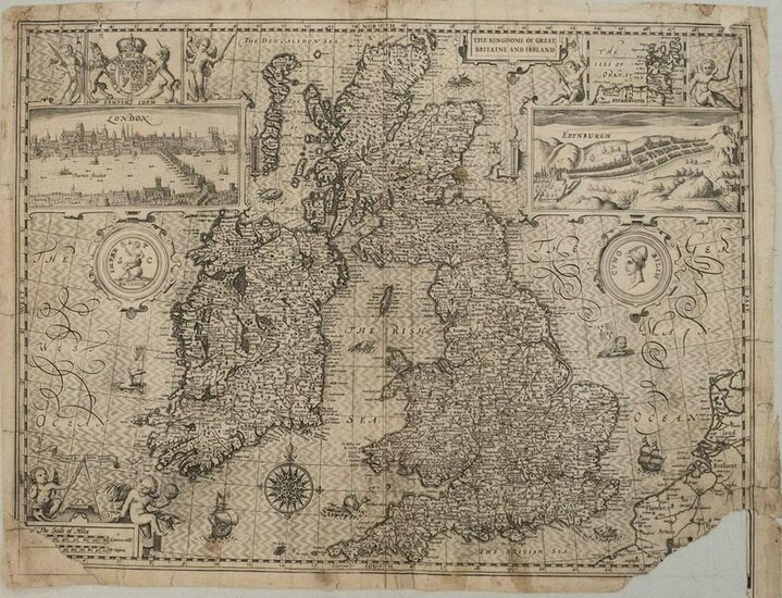 1611 Speed Map of the British Isles -- The Kingdome of