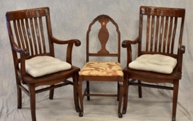 Pr oak office armchairs, Drexel QA style side chair