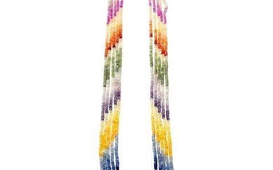 180.00 ct. Multi color Sapphire Rondelle beads Necklace