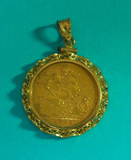 1892 Queen Victoria Great Britain Gold Sovereign Coin