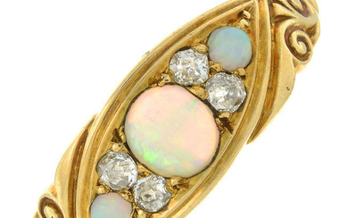 18ct gold opal & diamond ring