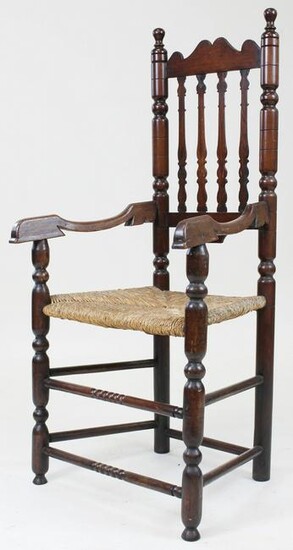 18th c William & Marry banister back arm chair