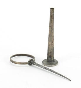 18th century silver pipe tamper with prick, possibly Dutch, ...