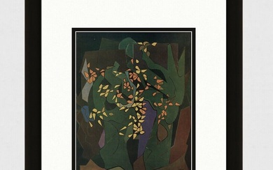 1943 Andre Beaudin Color Lithograph Shiny Leaves Landscape Framed Signed COA