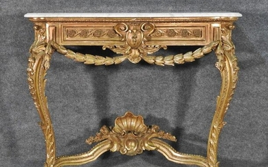 19TH C LOUIS XV STYLE MARBLE TOP CONSOLE