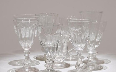 19th Century Crystal Glasses x9