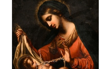 19th Century Italian School, Madonna and Child, oil on canva...