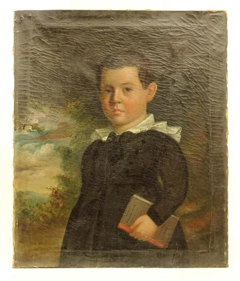 19th c. Portrait of Boy With Book