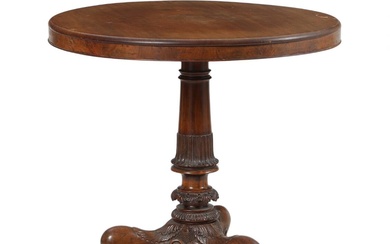19th century Danish mahogany center table. H. 74. Diam. 74 cm.
