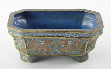 19thC Chinese Cloisonne 5-Claw Dragon Planter
