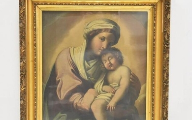 19thC RELIGOUS MOTHER & CHILD OIL ON CANVAS
