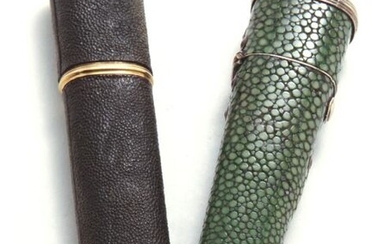 (2) Antique shagreen covered cases