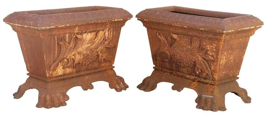 (2) FRENCH CAST IRON PLANTER BOXES JARDINIERES
