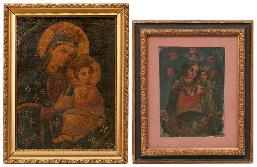 2 South American Madonna and Child Paintings incl.