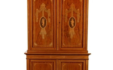 2-piece walnut veneer Louis Seize-style cupboard