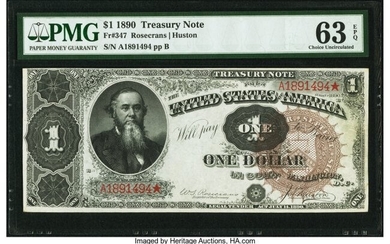 20056: Fr. 347 $1 1890 Treasury Note PMG Choice Uncircu