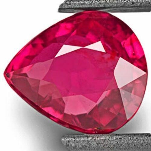 2.06-Carat Eye-Clean Fiery Pinkish Red Pear-Shaped Ruby