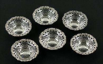 A Set of Six Mauser Filigree Sterling Silver Nut