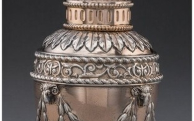 28056: A French Silver Tea Caddy Imported by Goldsmiths