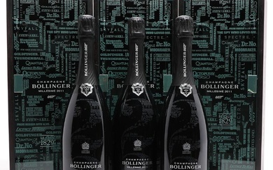 3 bts. Champagne Brut Vintage, Bollinger 2011 A (hf/in). Oc. “James Bond...