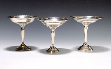 3 confection bowls, USA, after 1940, Sterling silver,...