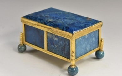 A 19th century 'lapis lazuli' agate rectangular casket