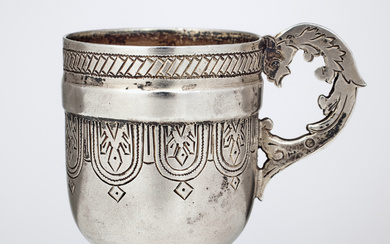 3161056. OLGA FILIPPOWNA MUCHINA. A Russian parcel-gilt silver Charka/Vodka Cup, mark of Olga Filippowna Muchina, Moscow 1895. Estonian import marks.