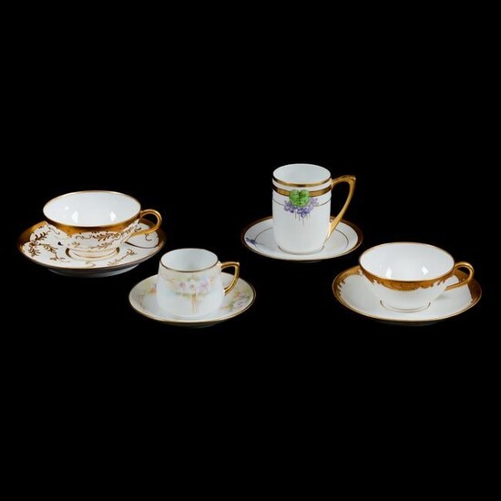 (4) Assorted Cups And Saucers, Pickard Marks #7 And #5