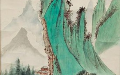 Landscape Painting, Pan Su, with Poem of Zhang Boju