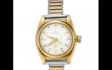 ROLEX OVETTO Gent's 18K gold wristwatch bracelet with hallmarks...