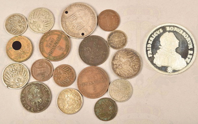 5 German silver coins and 13 circulation coins 1862-1938