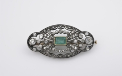 A Belle Epoque 14k gold, silver, and emerald ...