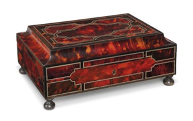 A FLEMISH REPOUSSE GILT-METAL AND SILVER-MOUNTED RED TORTOISESHELL CASKET, 17TH CENTURY