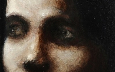 Kurt Trampedach: Portrait of Annette. Unsigned. Oil on panel. 22×16 cm.