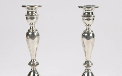 Pair of American sterling silver candlesticks, with