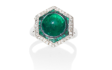 An art deco emerald and diamond ring,, by Cartier, circa 1920