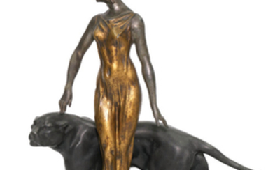Art Deco Statue of a Woman & Panther