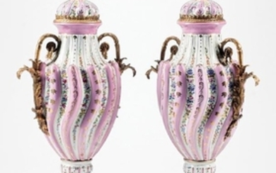 Bronze-Mounted and Gilt Porcelain Covered Urns
