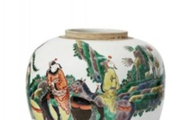A Chinese porcelain jar, 19th century painted...