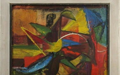 Circa 1930s Colorful Abstract Composition Oil Painting
