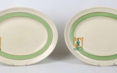 PAIR OF CLARICE CLIFF BIZARRE STROUD PATTERN MEAT...