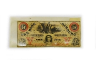 Confederate 5 Dollar Bill Circa 1860