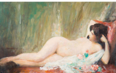 Fabio Cipolla (1852-1935) Nu féminin Oil on canvas;...