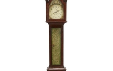 Federal painted and grained tall case clock with Masonic...