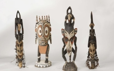 Four spirit figures and dolls Papua, New Guinea