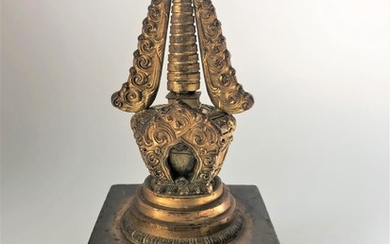 A Gilt Bronze Stupa