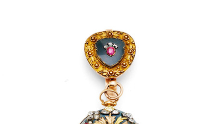 Jacob Debaufre, London. A gold and bloodstone key wind open face pocket watch later enhanced with diamonds, rubies and moss agate