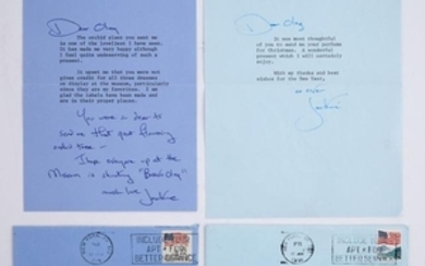KENNEDY ONASSIS, JACQUELINE Two typed letters signed to Oleg Cassini.