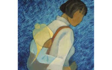 LOUIS TOFFOLI (1907-1999) Femme et enfant Oil on canvas mounted...